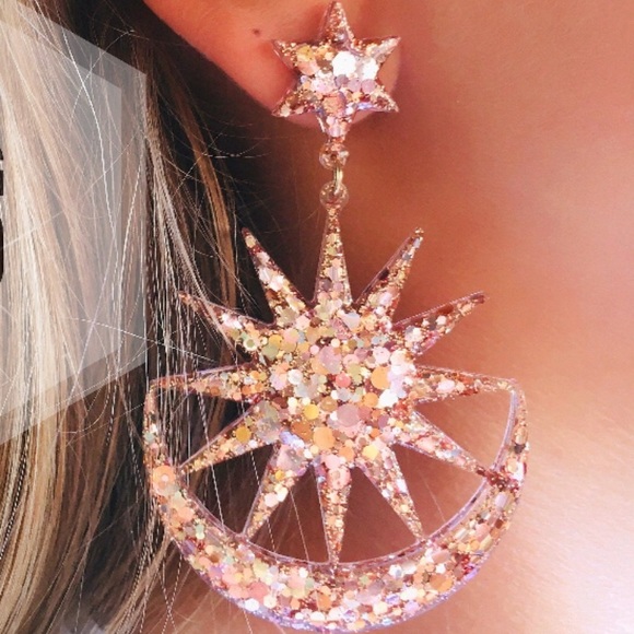 Starburst Sparkle Dangle Earrings - Picture 3 of 13